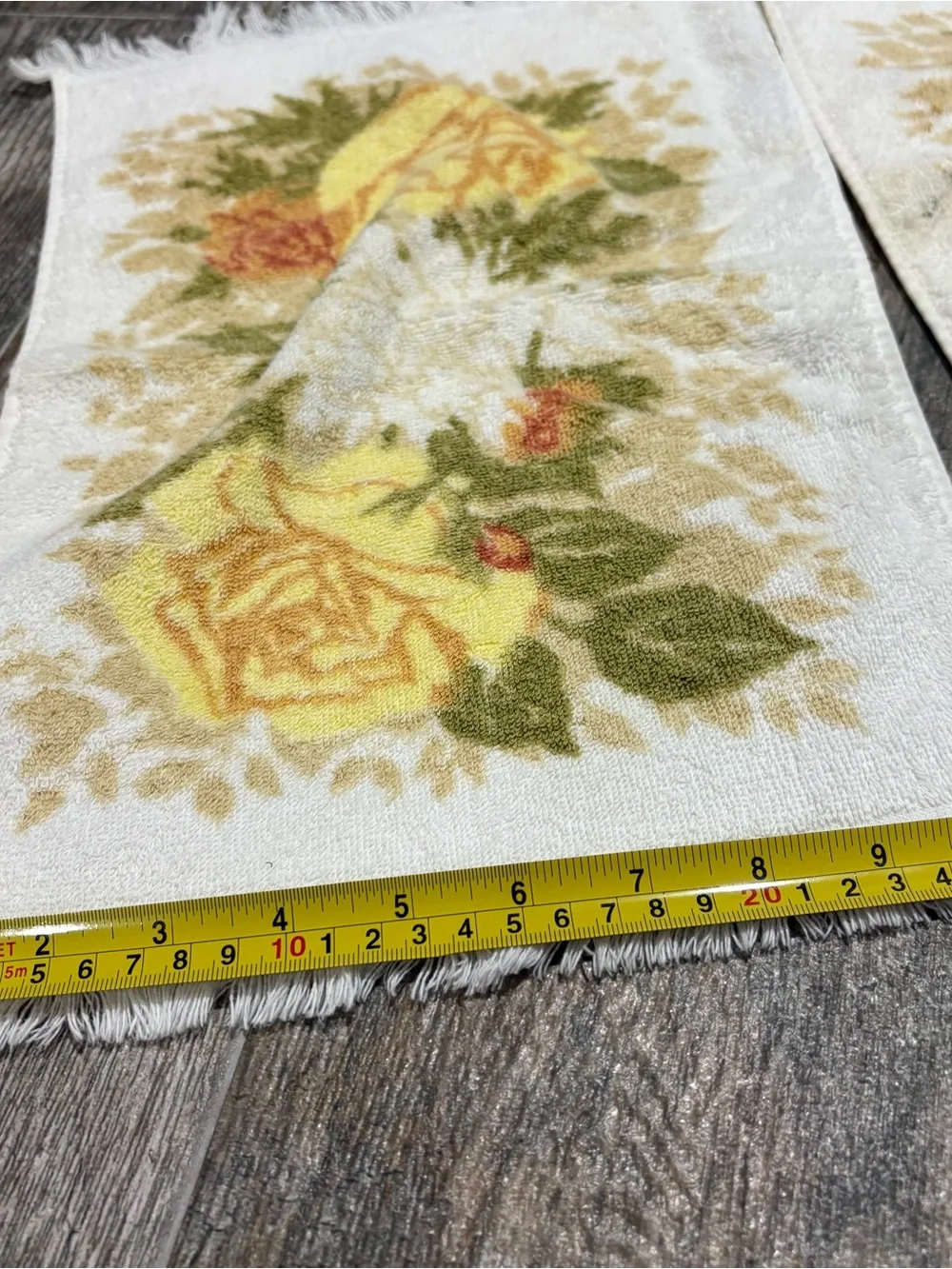 Vtg Cannon Floral Hand Towel Guest Towel Set Lot Of 3 1970s Fringe Yellow MCM